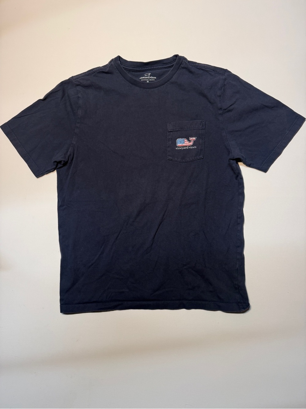 Vineyard Vines Navy Short-Sleeve Pocket Tee with Whale Patch